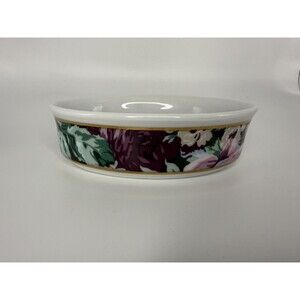 Saturday Knight Ltd Porcelain Floral Oval Trinket Dish Vanity Soap Bowl